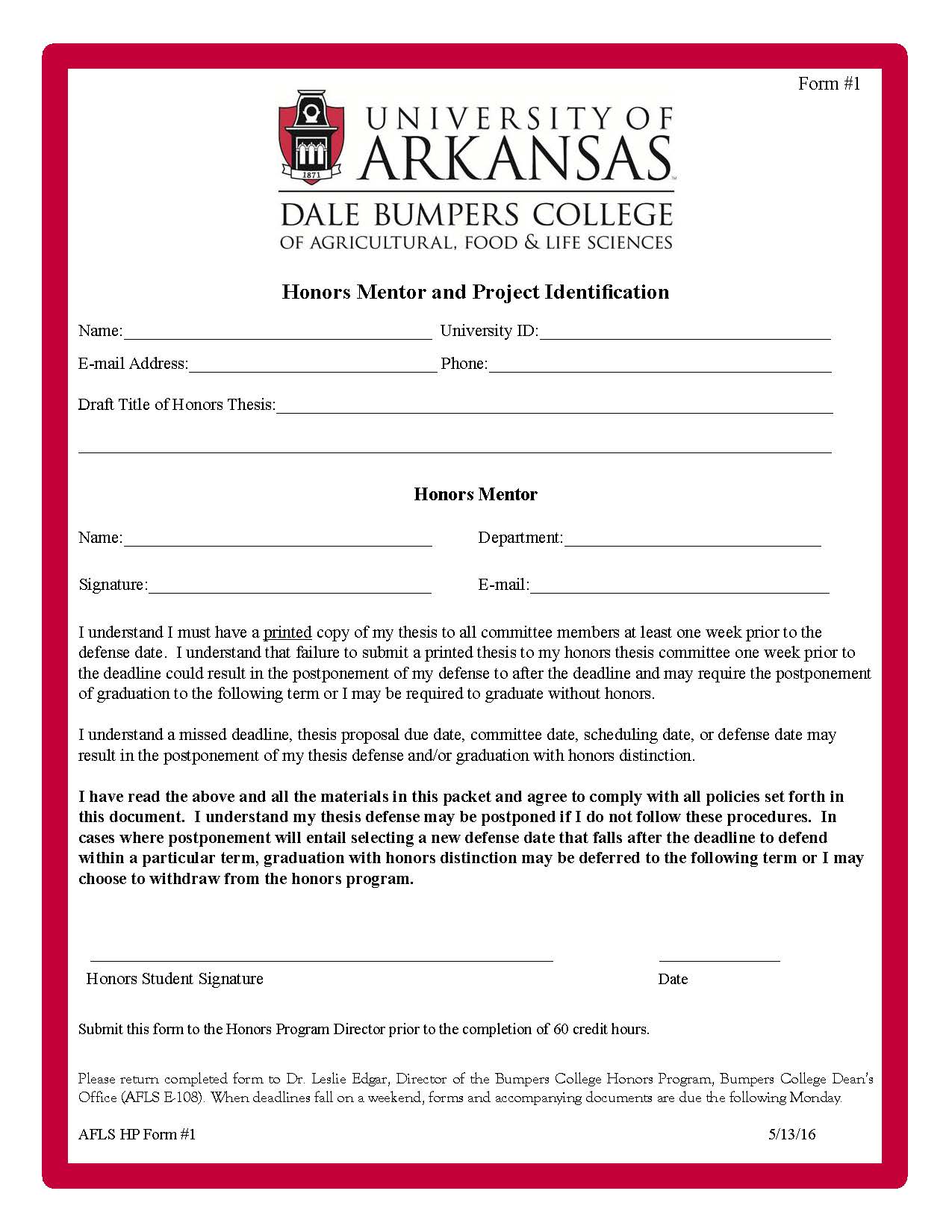 Forms University Of Arkansas